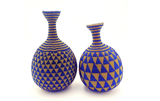 Pair of beaded decorative vases