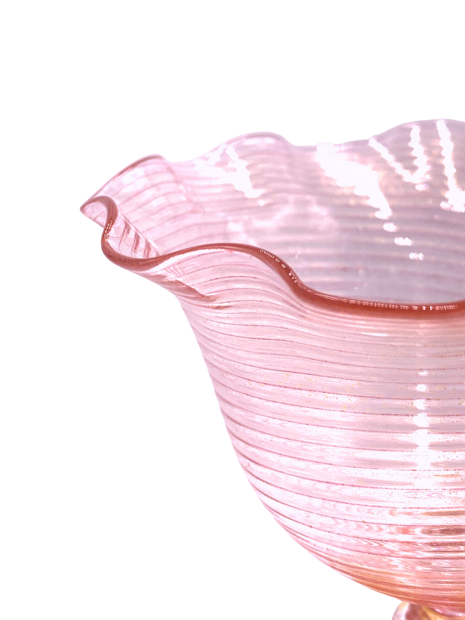 A pink Murano Coppetta Rosa bowl from TAKAYASATO.COM on a white background