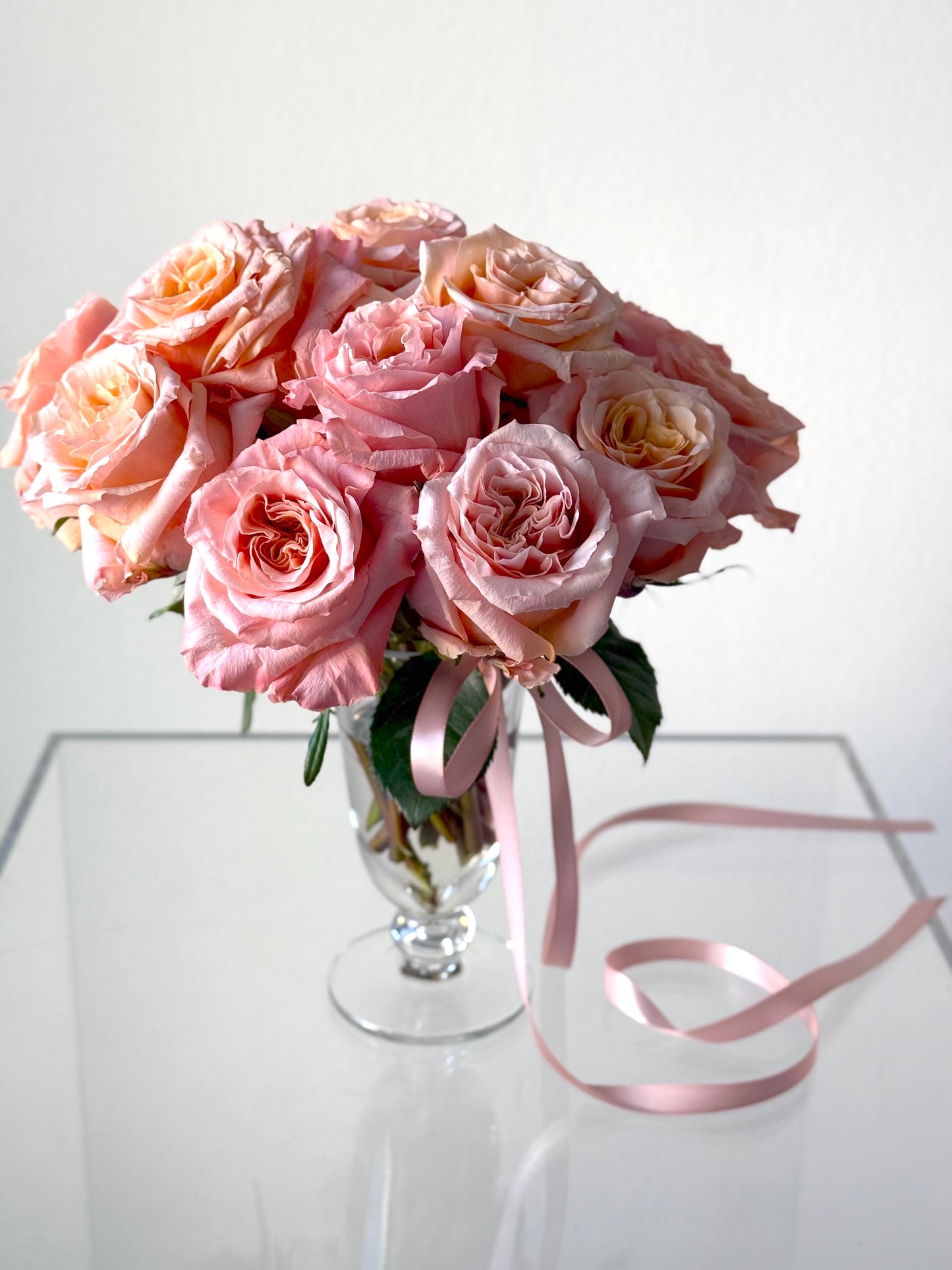 Elegant Sexy Pink Valentine’s floral arrangement in a vase with vibrant roses and romantic blooms