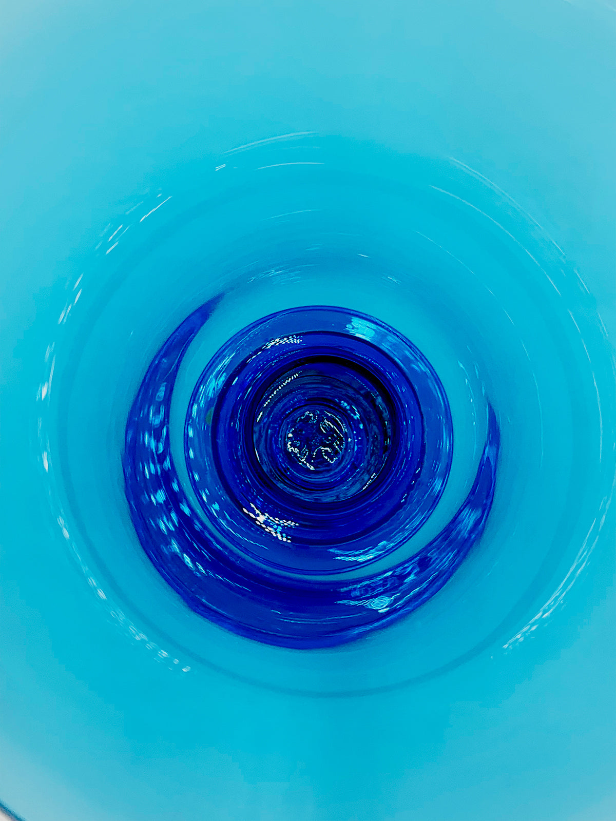 A Handcrafted Murano Domino Turchese Bowl With A Swirl
