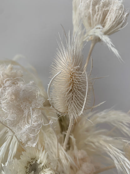 An artistic flair of a white bouquet of ETERNAL flowers from TAKAYASATO.COM.
